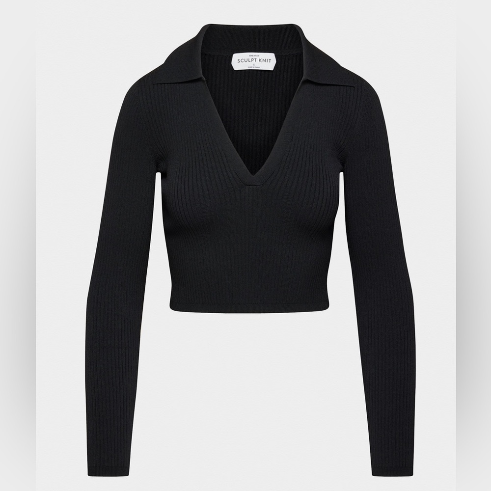 NEW Aritzia Babaton Sculpt Knit Polo Long Sleeve, Size S